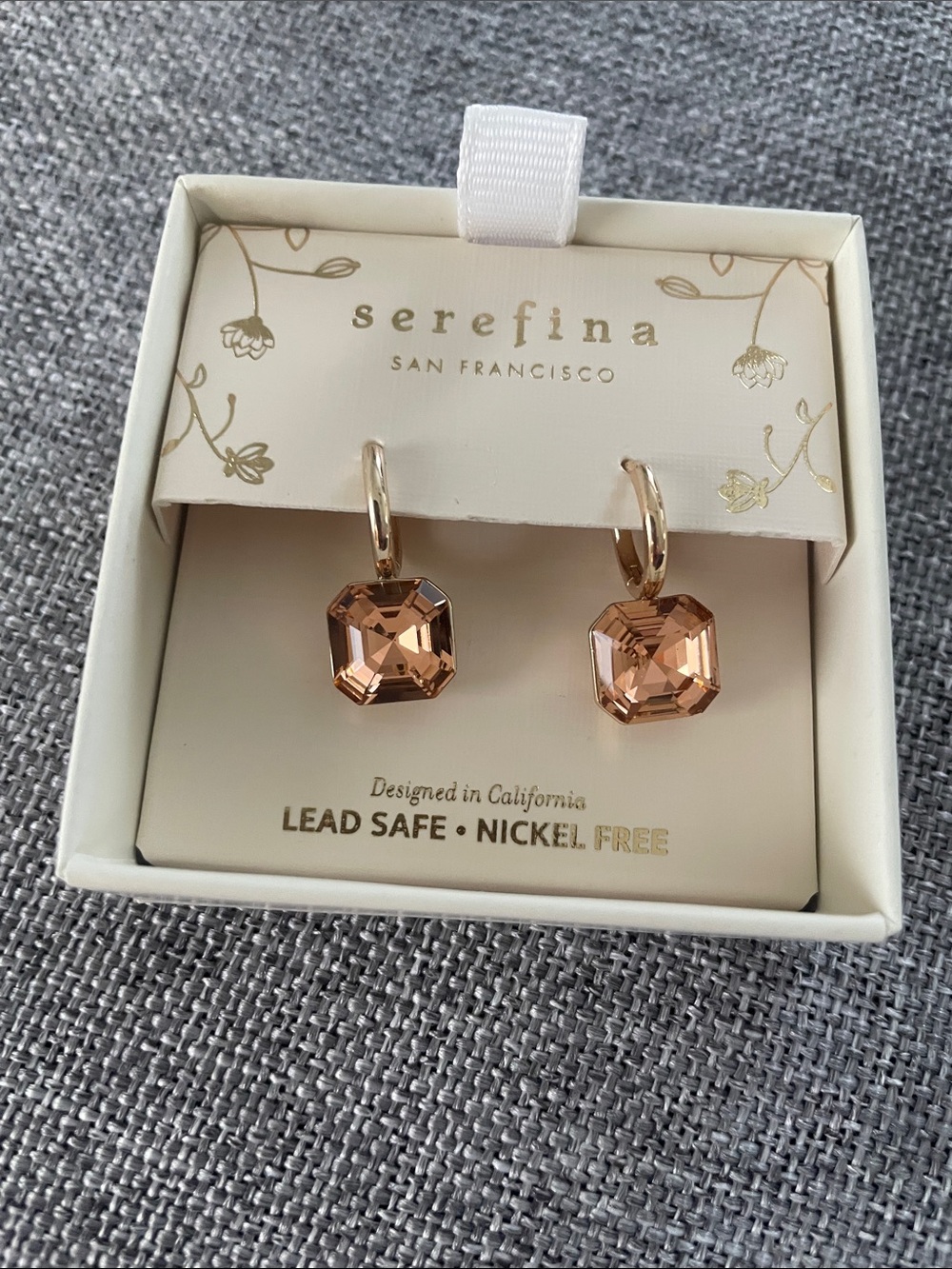 Serefina San Francisco Rose Gold Crystal Cube Drop Earrings